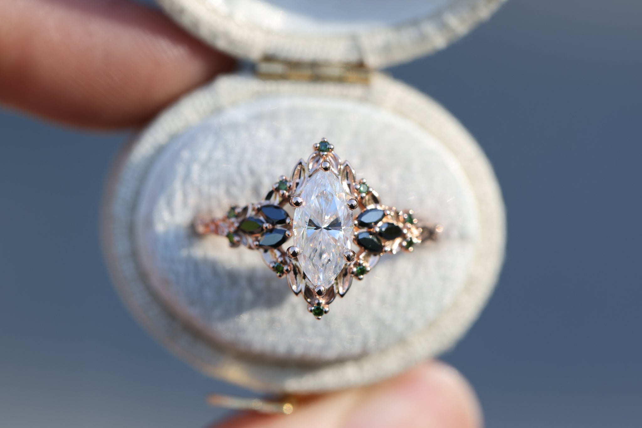 Briar Rose Starlight with black and green diamonds – Oore Jewelry