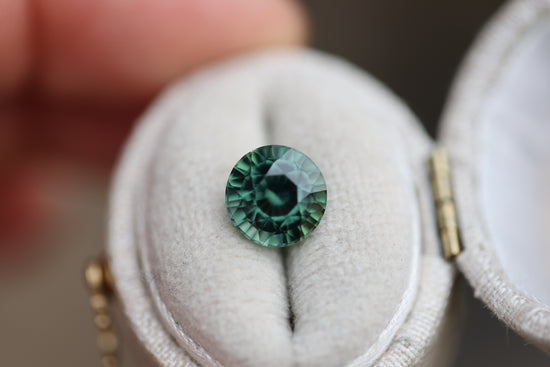 3.11ct round darker green teal sapphire