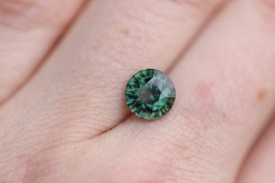 3.11ct round darker green teal sapphire