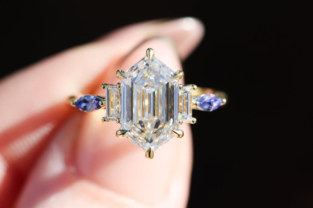 Lattice Five Stone setting with baguette side stones (setting only ...