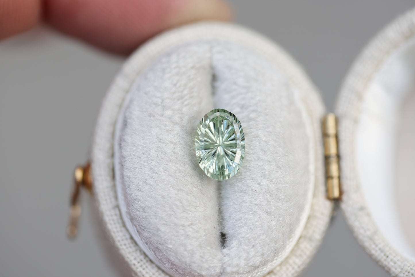 1.74ct oval light green mint sapphire - Starbrite cut by John Dyer