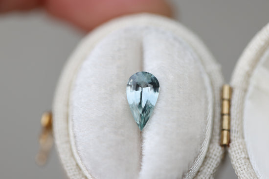 Load image into Gallery viewer, 1.14ct elongated pear light green sea foam sapphire
