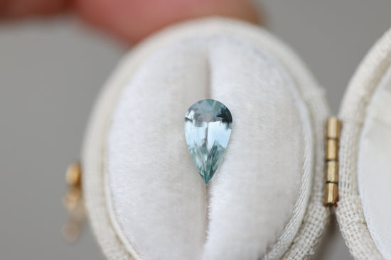 Load image into Gallery viewer, 1.14ct elongated pear light green sea foam sapphire
