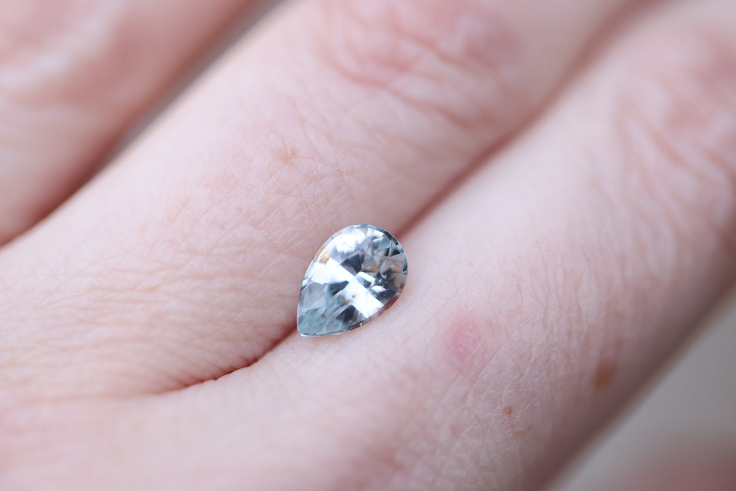 1.58ct pear light blue silver sapphire