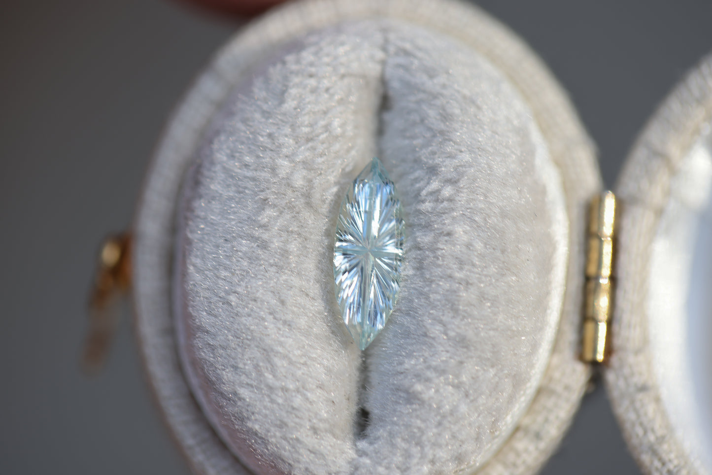 .7ct marquise white hint of blue sapphire - Starbrite cut by John Dyer