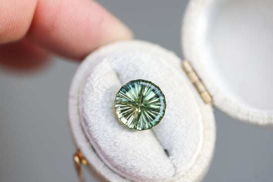 2.8ct round parti green sapphire - Starbrite cut by John Dyer