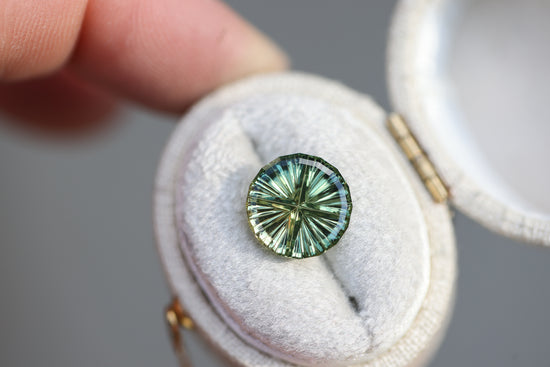 2.8ct round parti green sapphire - Starbrite cut by John Dyer