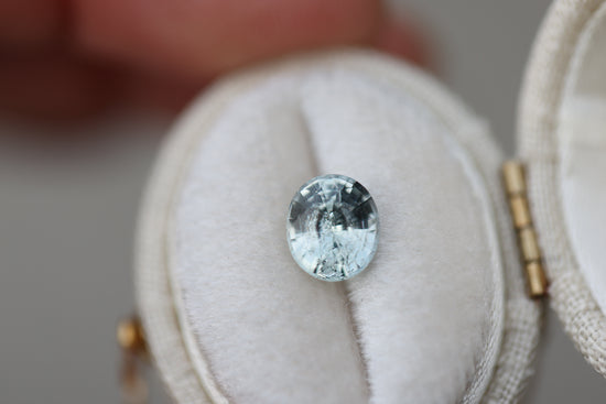 1.63ct oval very pale blue white sapphire