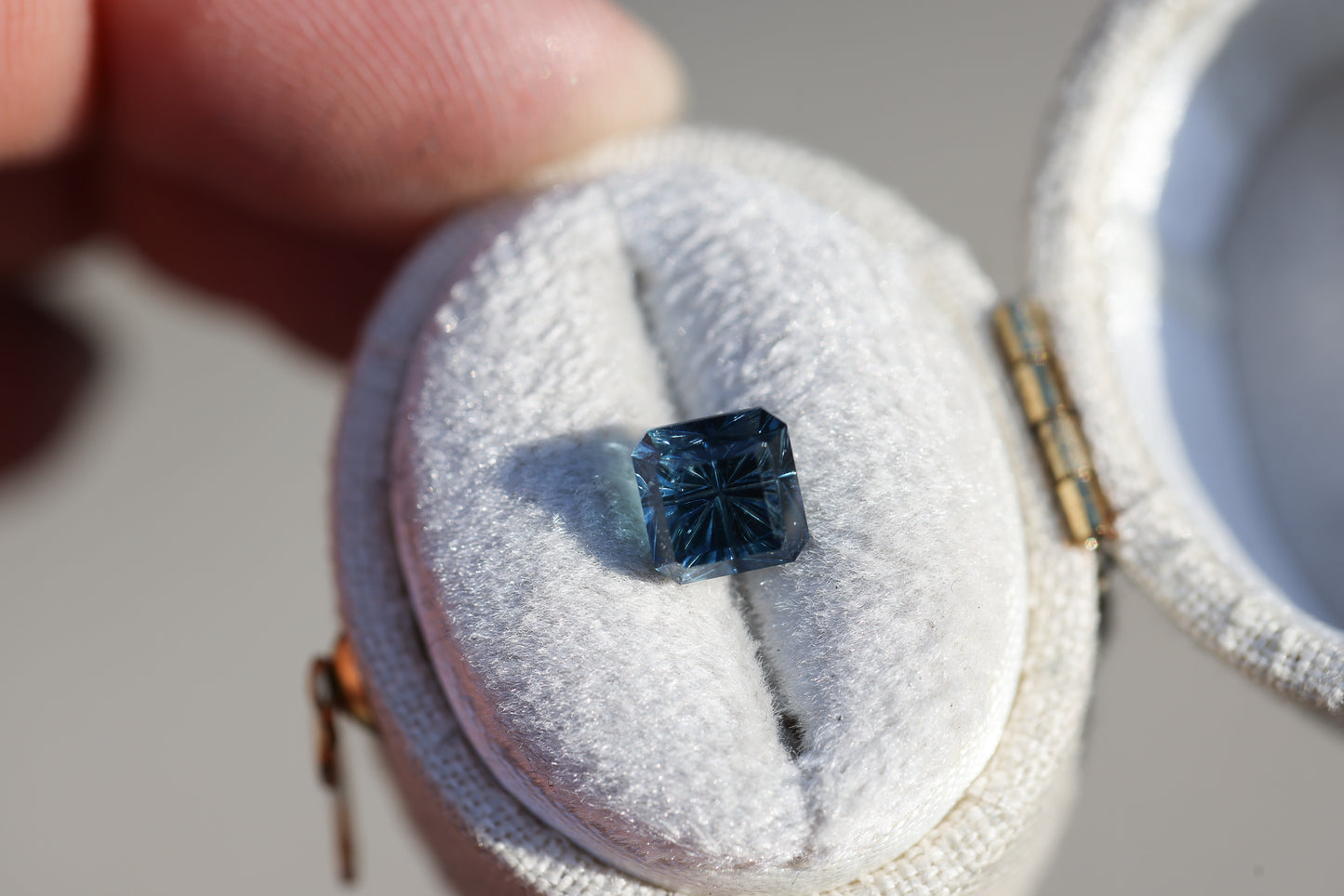 2.04ct square deep blue teal sapphire - Starbrite cut by John Dyer