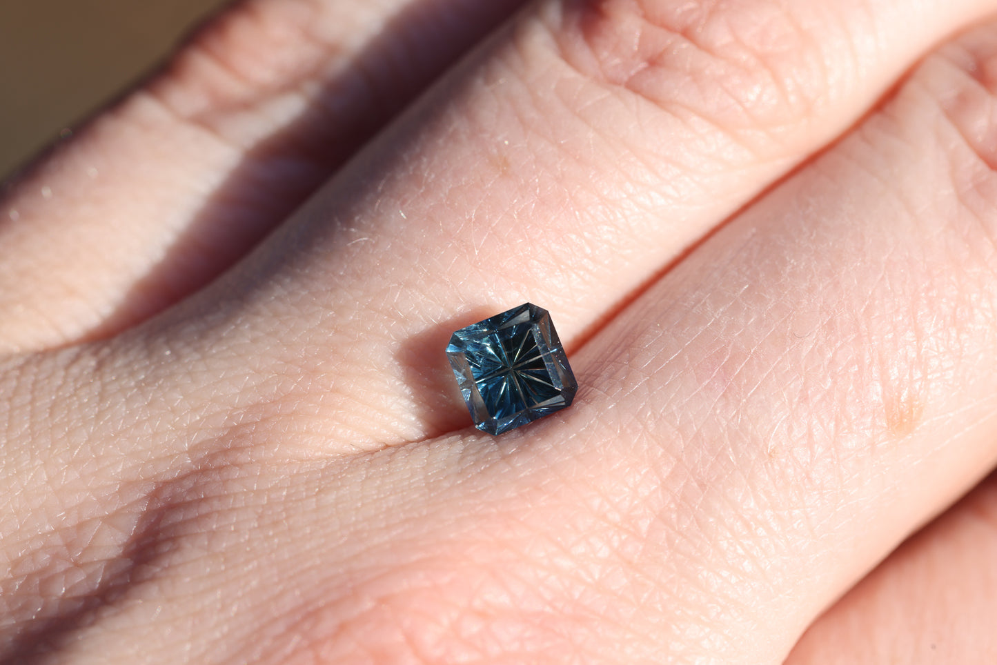 2.04ct square deep blue teal sapphire - Starbrite cut by John Dyer