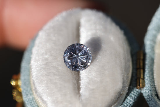 1.66ct round light grey blue sapphire- Starbrite cut by John Dyer