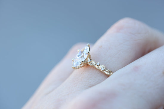 Load image into Gallery viewer, Rowan with 10x5mm marquise moissanite
