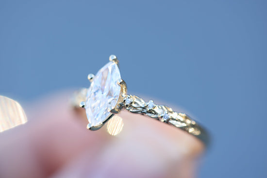 Load image into Gallery viewer, Rowan with 10x5mm marquise moissanite

