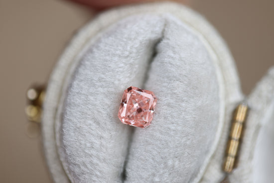Load image into Gallery viewer, .69ct radiant lab pink diamond
