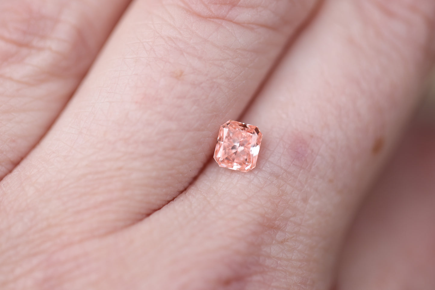Load image into Gallery viewer, .69ct radiant lab pink diamond
