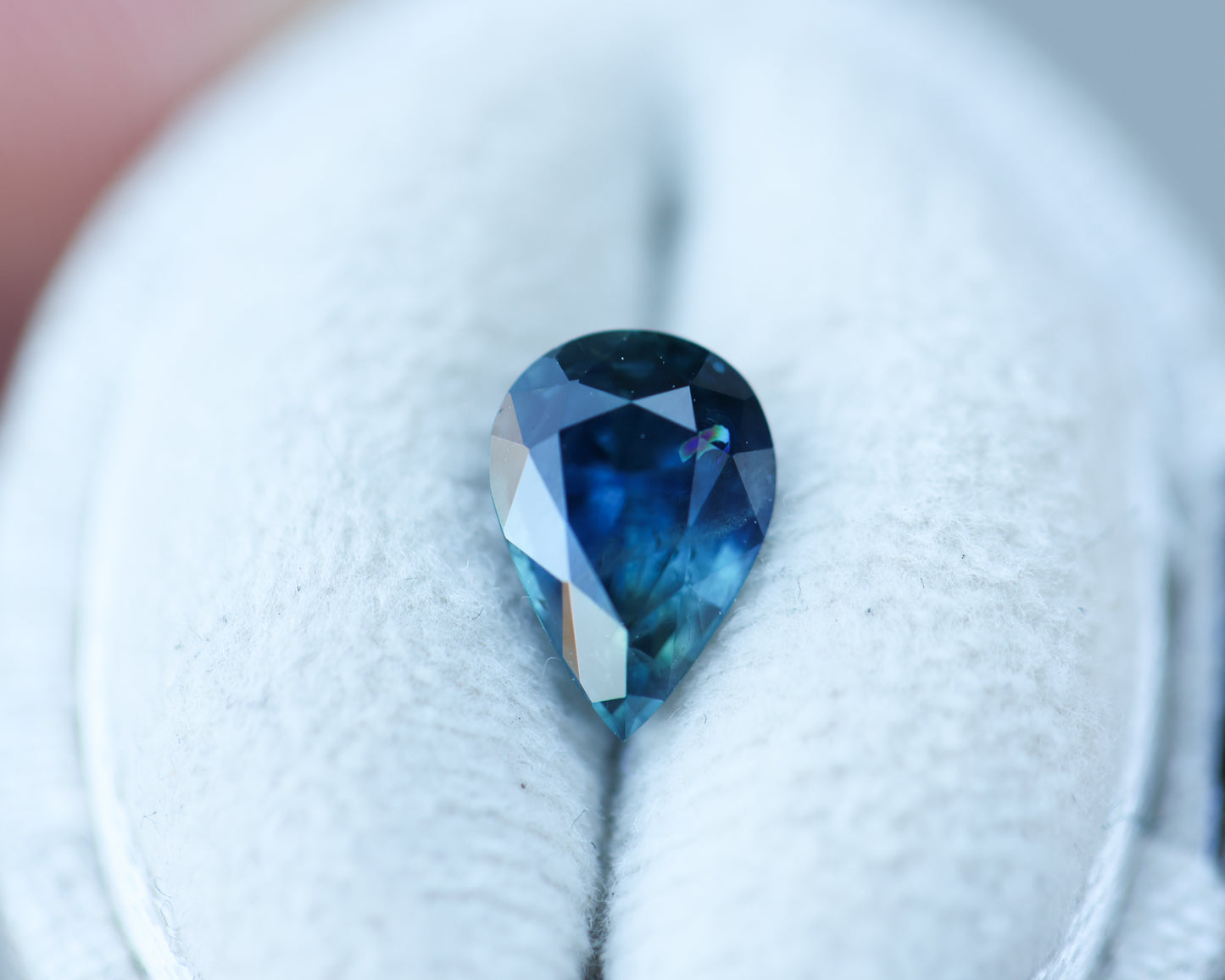 1.63ct pear blue teal sapphire