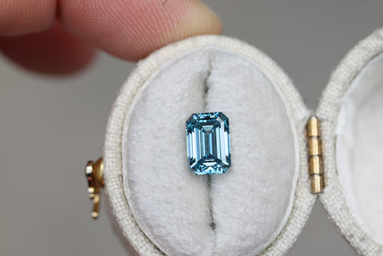 1.58ct emerald cut fancy blue lab diamond, VS2