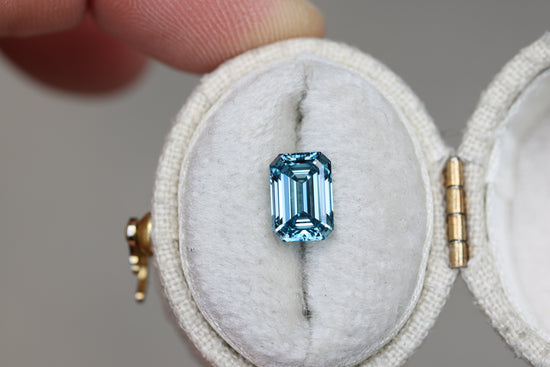 1.58ct emerald cut fancy blue lab diamond, VS2