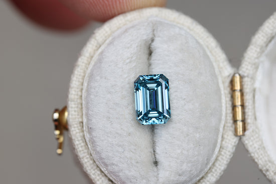 1.58ct emerald cut fancy blue lab diamond, VS2