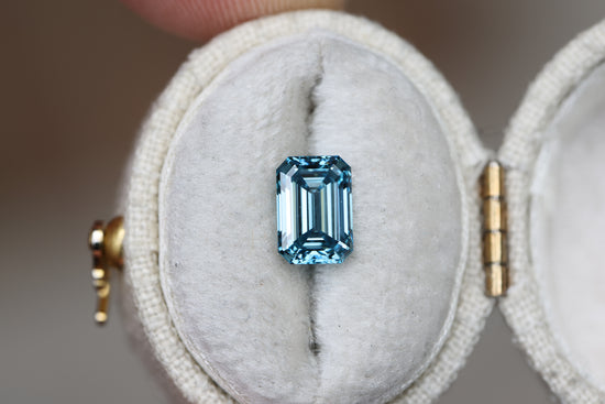 1.58ct emerald cut fancy blue lab diamond, VS2