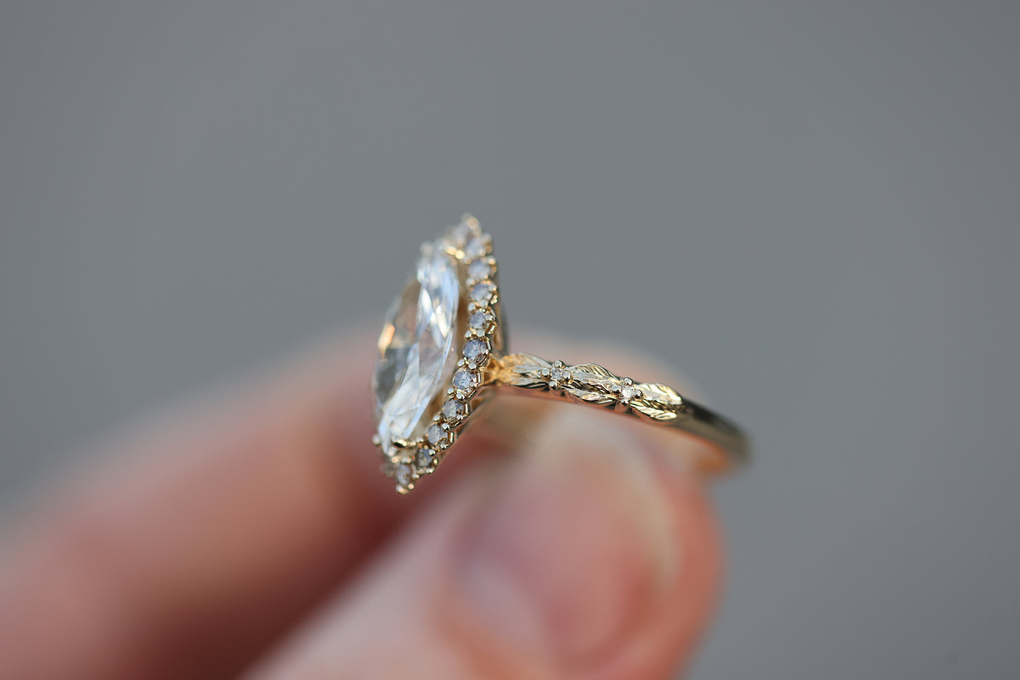 Midsummer setting with 2ct lab diamond and champagne diamond accents