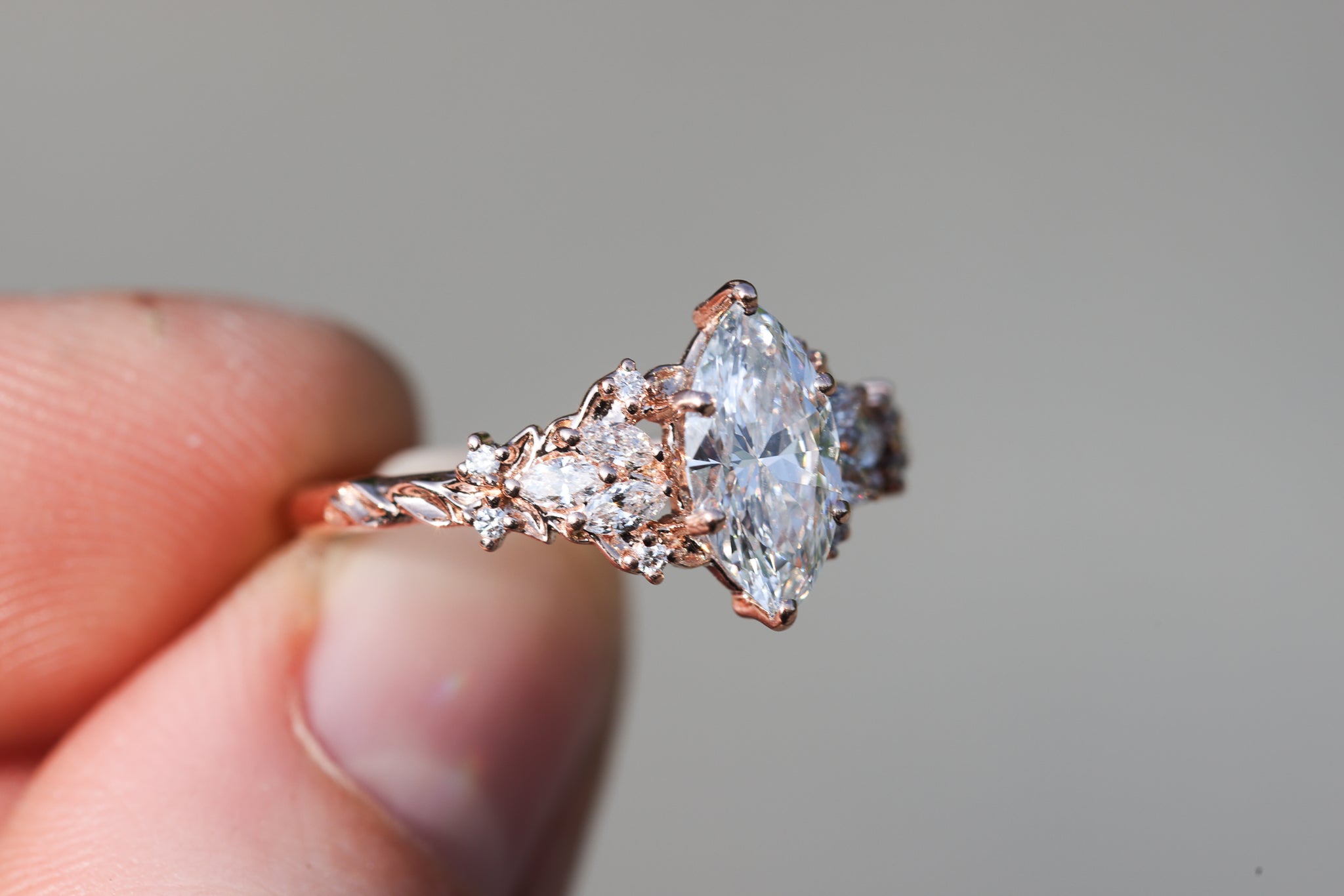 marquiseカット　リング 14k Yellow Gold Natural Diamond & Blue Topaz Marquise Cut Halo