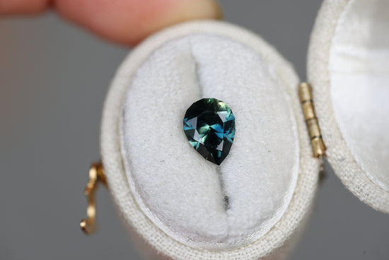 1.63ct pear blue green sapphire, Earth's Treasury