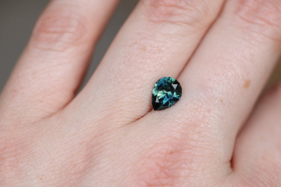 1.63ct pear blue green sapphire, Earth's Treasury