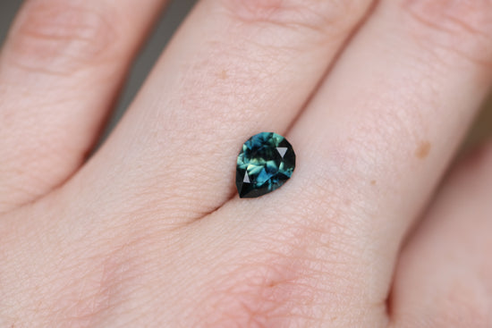 1.63ct pear blue green sapphire, Earth's Treasury