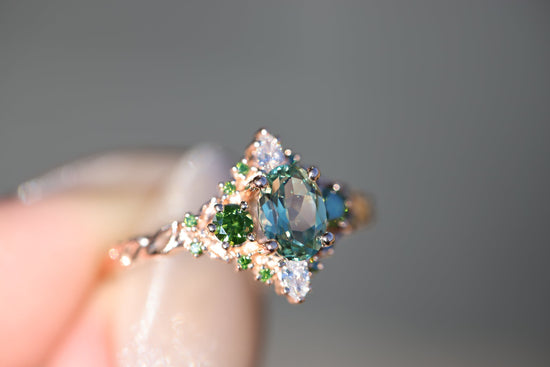 Enchanted Briar with lab green sapphire and green diamonds