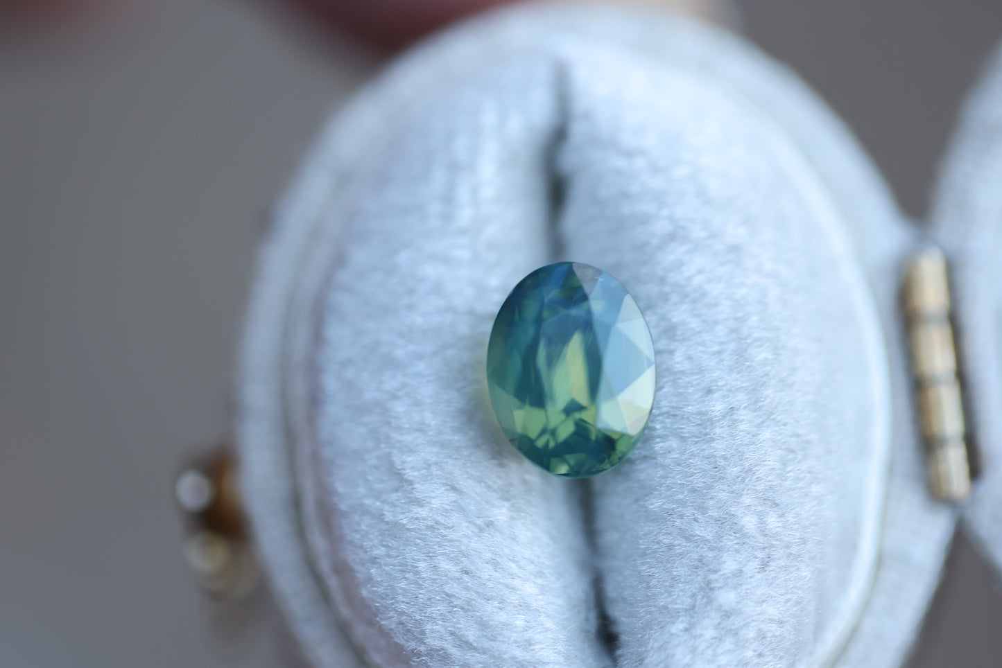 2.53ct oval opalescent teal green sapphire