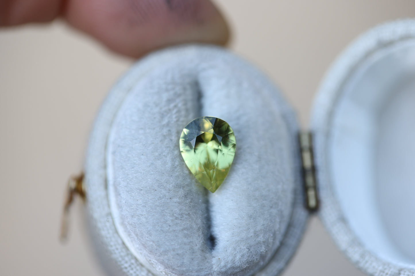 2ct Pear Yellow Green Sapphire