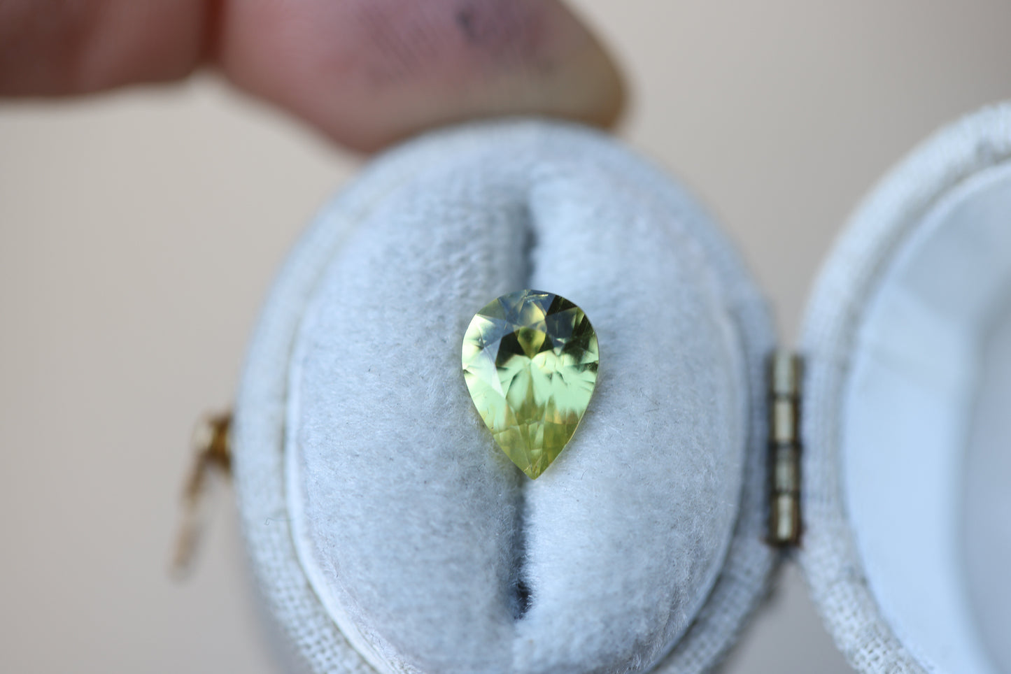 2ct Pear Yellow Green Sapphire