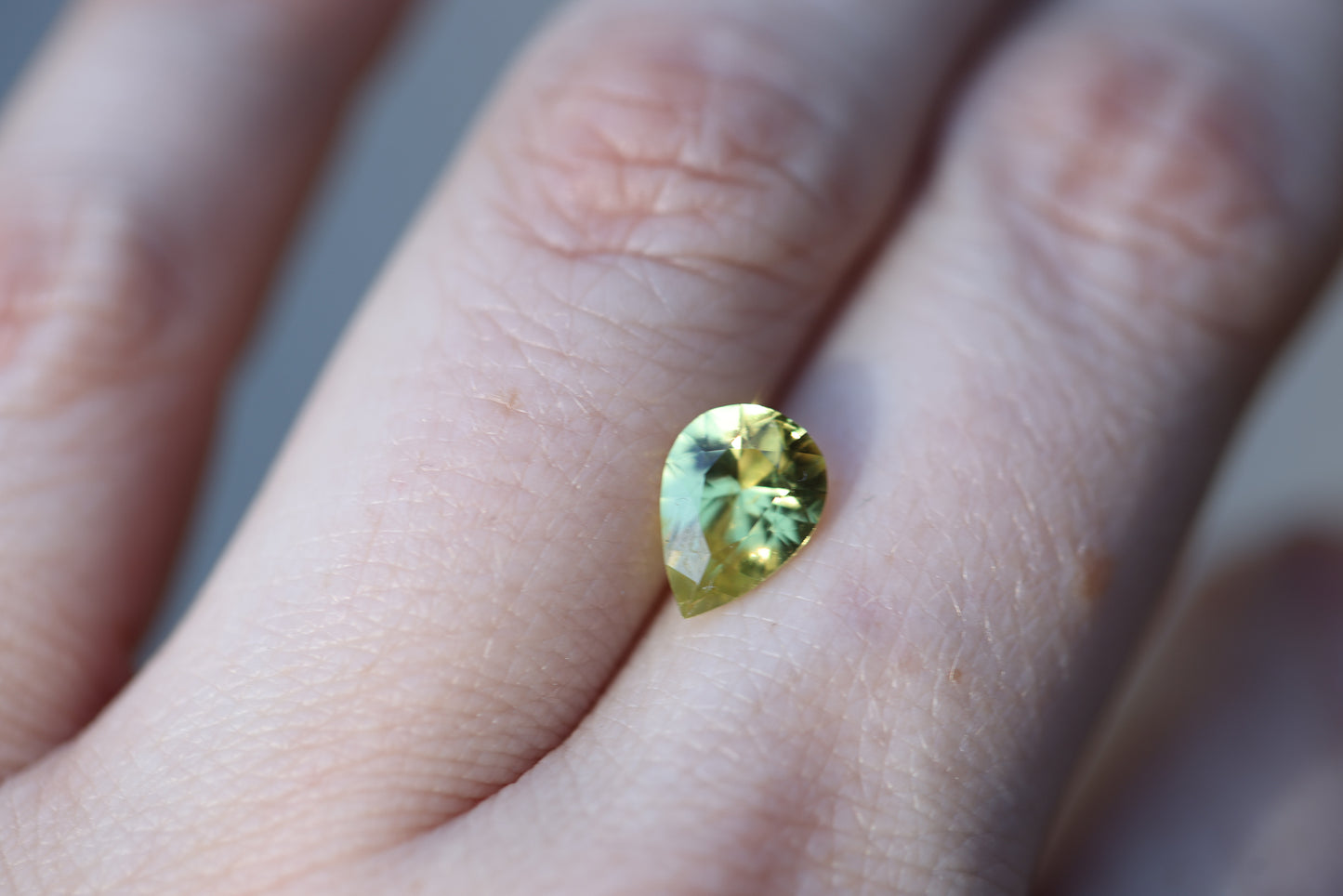 2ct Pear Yellow Green Sapphire