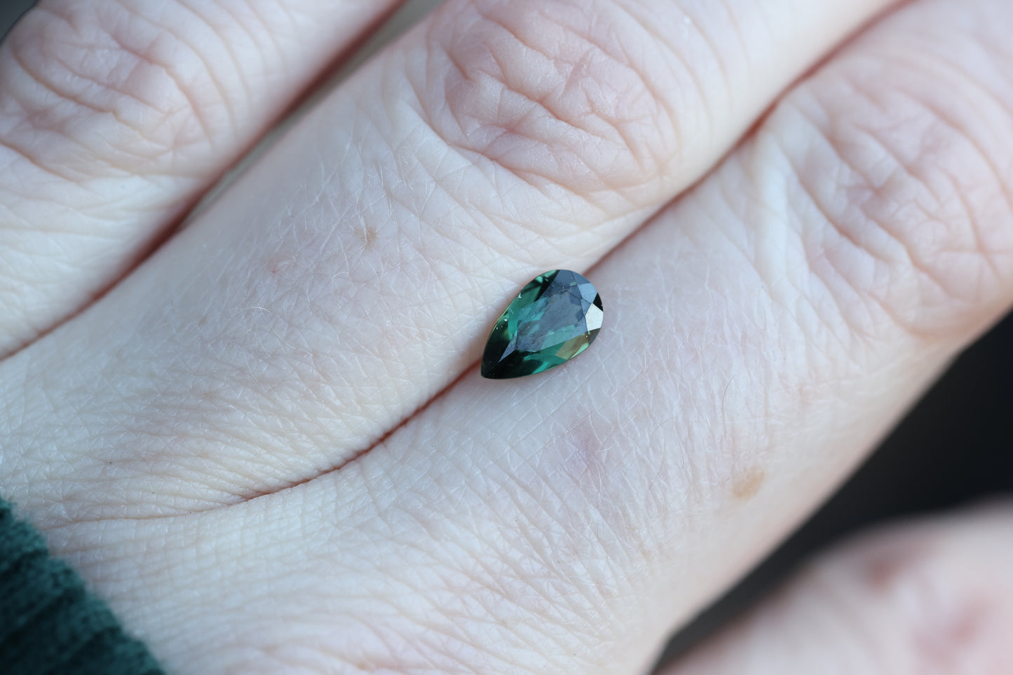 .91ct dark teal/blue/green pear sapphire