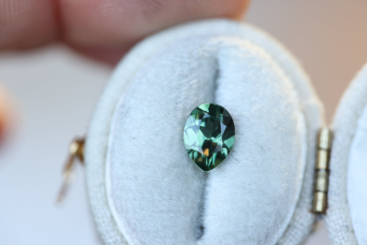 1.43ct Pear Teal Green Sapphire