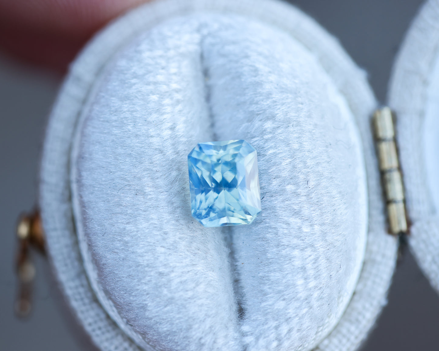 1.52ct icy blue opalescent radiant cut sapphire