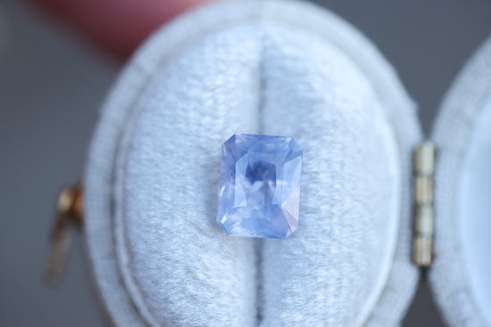 ON HOLD 2.57ct opalescent lavender radiant cut sapphire