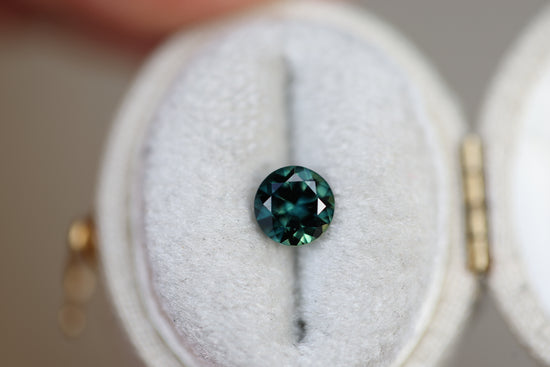 1.01ct Round Dark Green Blue Sapphire