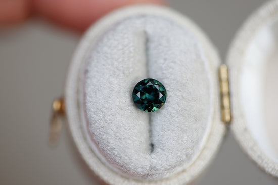 1.01ct Round Dark Green Blue Sapphire