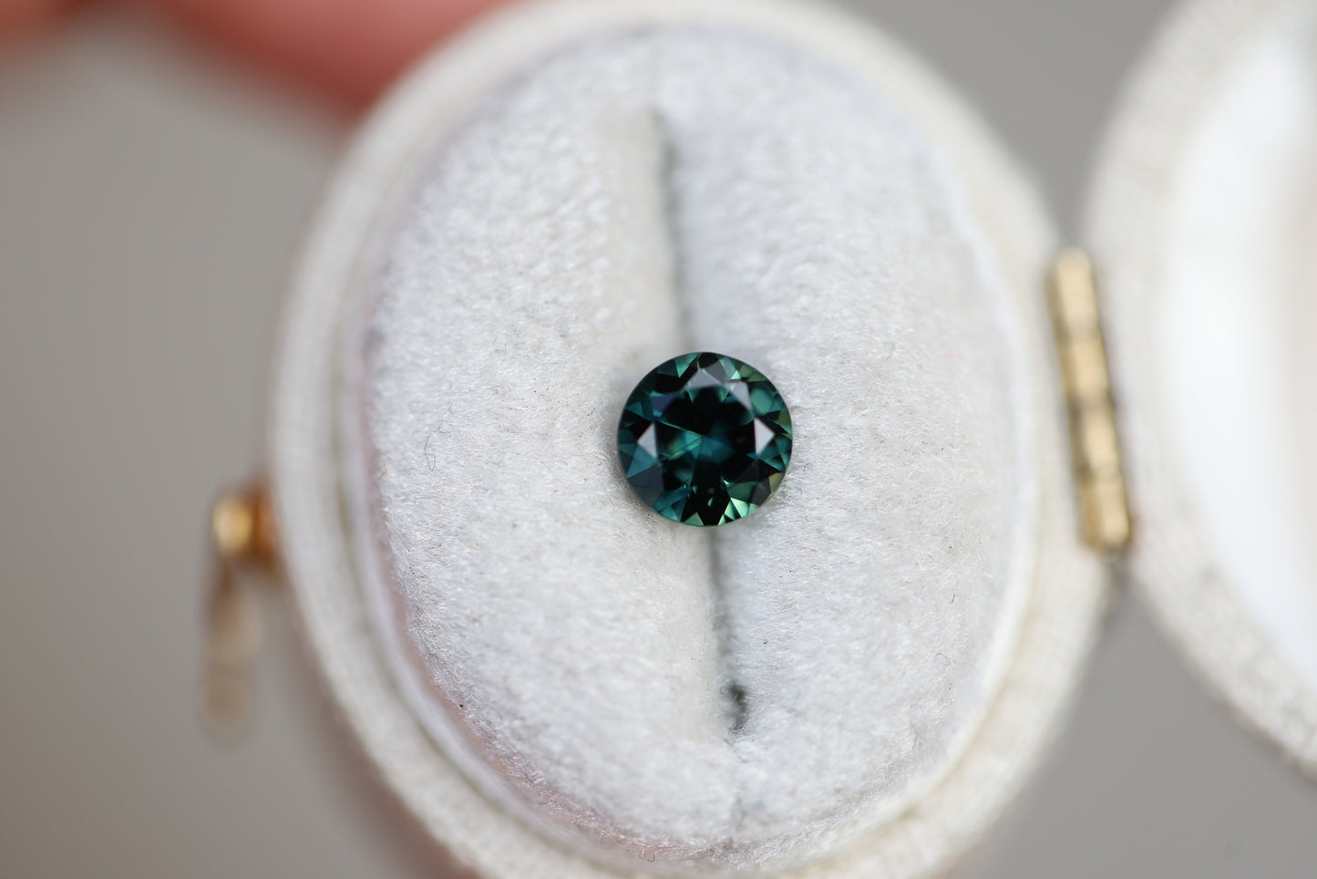 1.01ct Round Dark Green Blue Sapphire