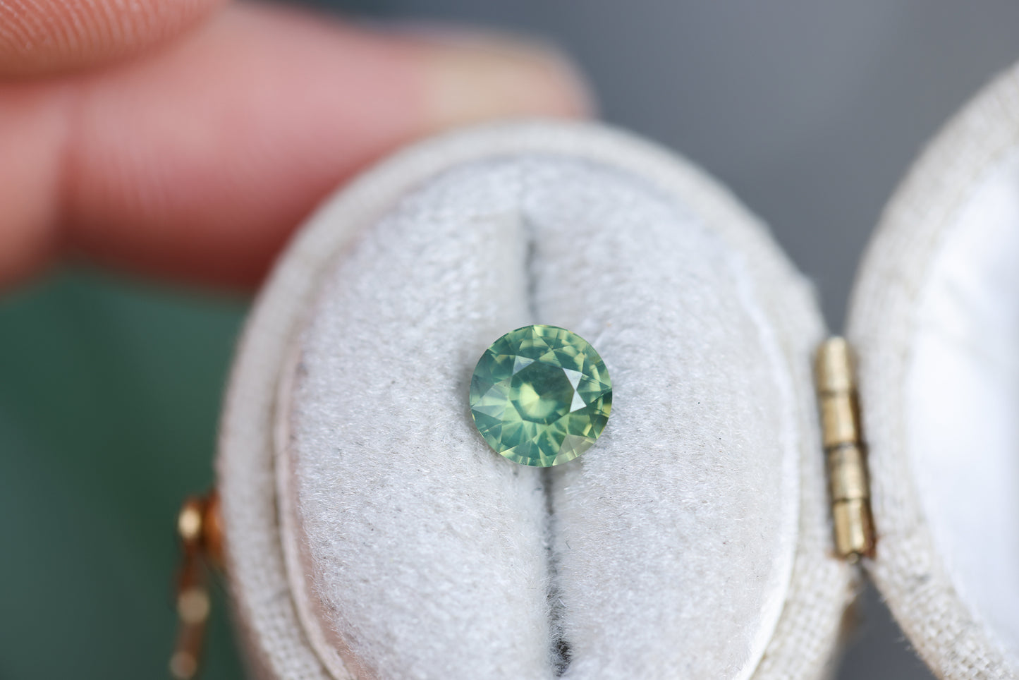 1.3ct Round Light Teal/Green Sapphire