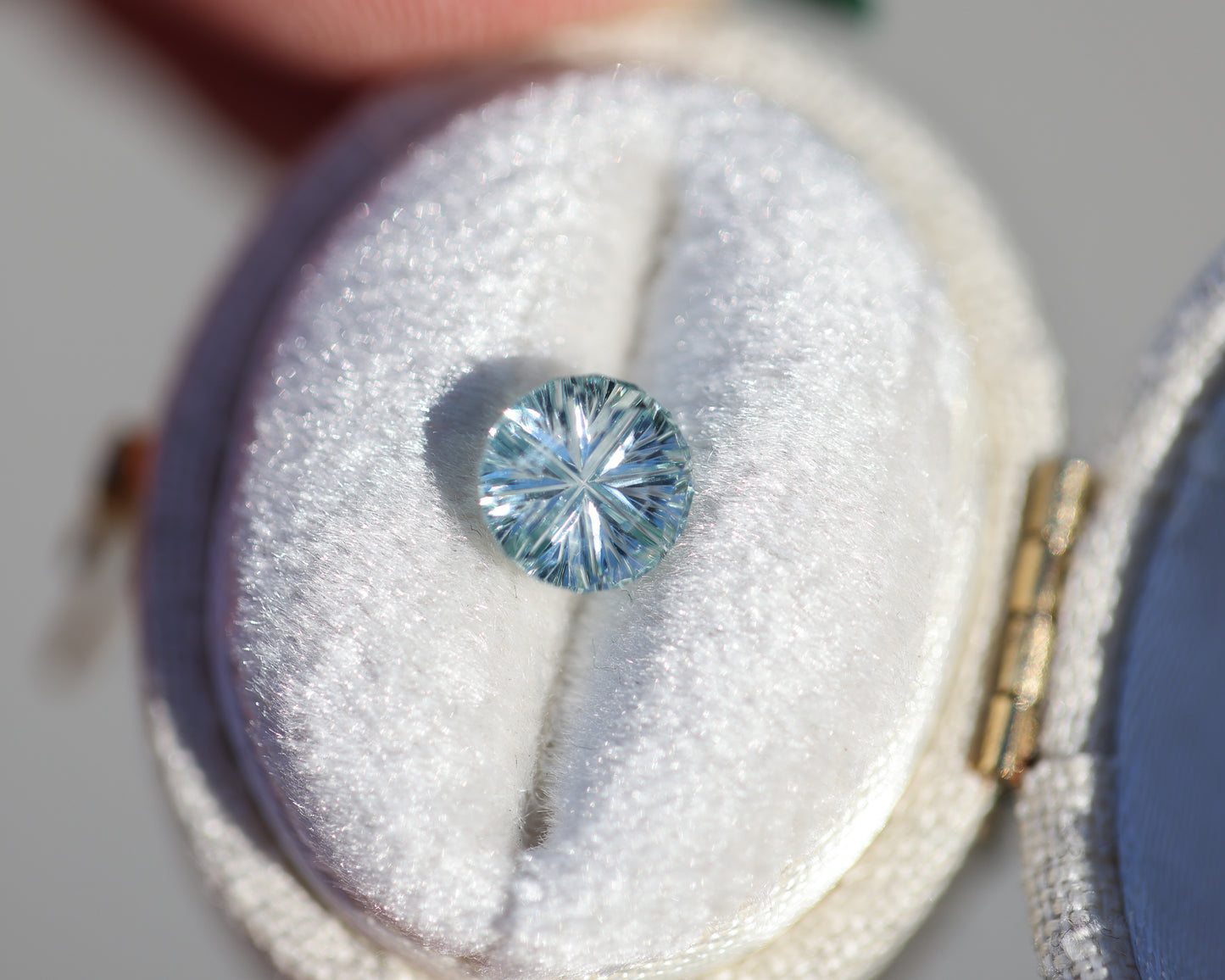 1.42ct round lighter blue green sapphire - Starbrite cut by John Dyer