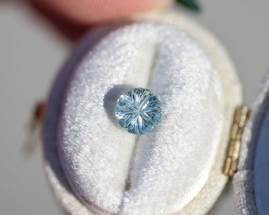 1.42ct round lighter blue green sapphire - Starbrite cut by John Dyer