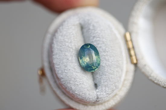 2.08ct Oval Opalescent Teal Green Sapphire