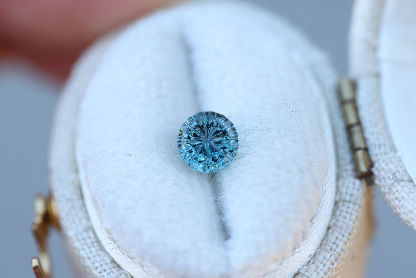 1.08ct round blue teal sapphire - Starbrite cut by John Dyer