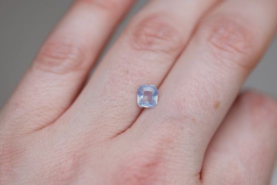 1.07ct Emerald Cut Opalescent Light Blue with a Hint of Lavender