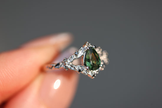 Briar Rose Solitaire with 7x5mm Pear Tourmaline