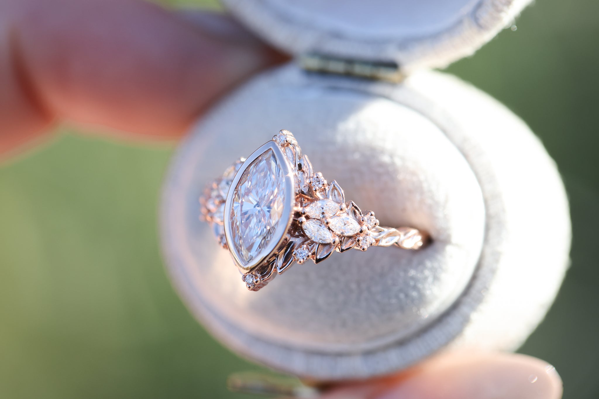 rose_maling★天然ルベライト★リングオーダー Customize your own Briar Rose Starlight Bezel with 10x5mm marquise
