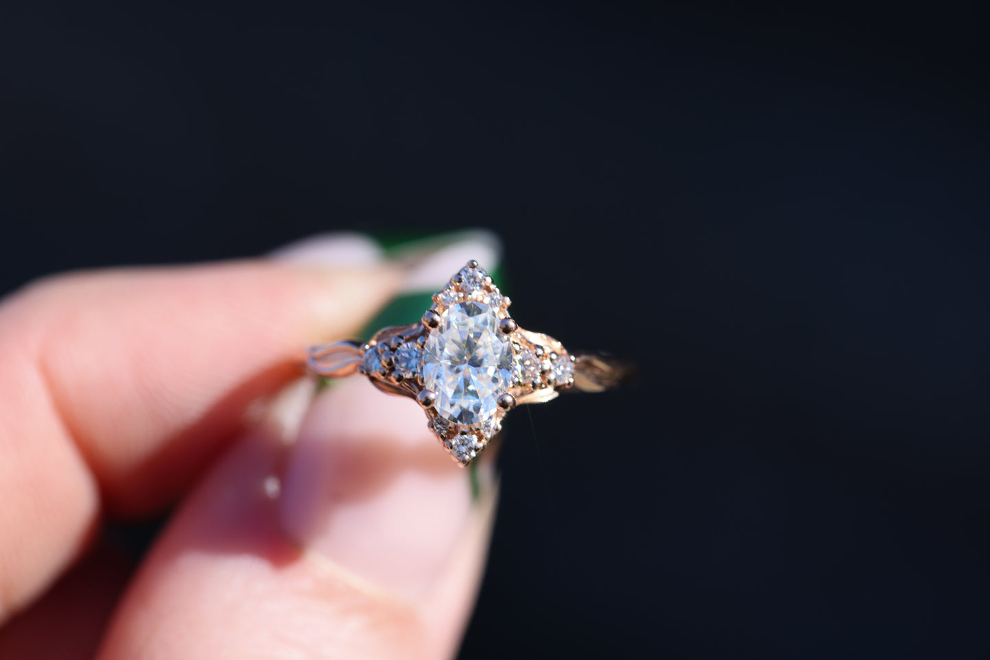 Load image into Gallery viewer, Astraea with oval moissanite and lab diamonds
